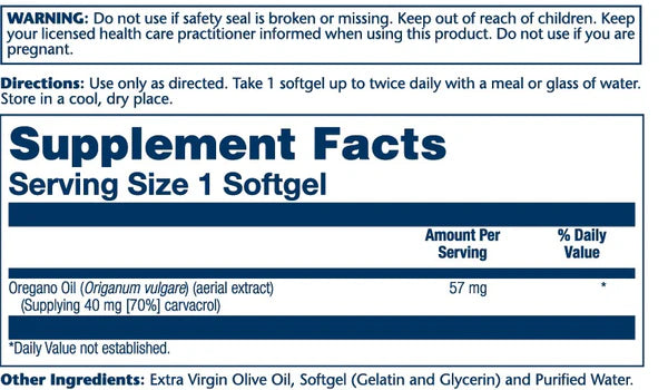 Oregano Oil 70% Carvacrol, 57mg | Solaray