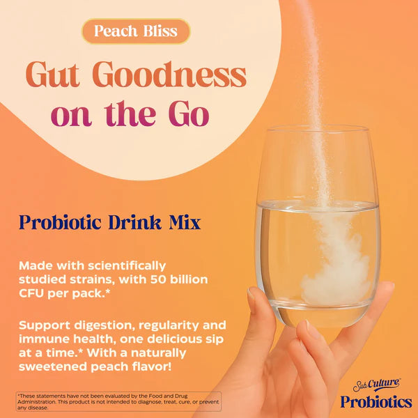 SubCulture™ Peach Bliss Probiotic Stick Packs | Enzymedica