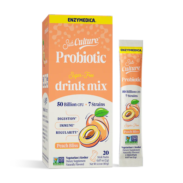 SubCulture™ Peach Bliss Probiotic Stick Packs | Enzymedica