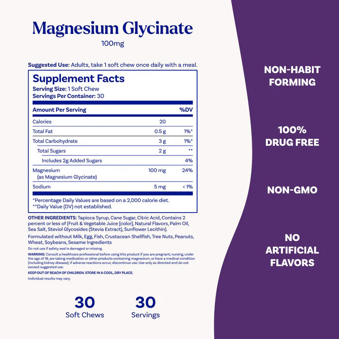Magnesium Glycinate 100mg Soft Chews | Natrol
